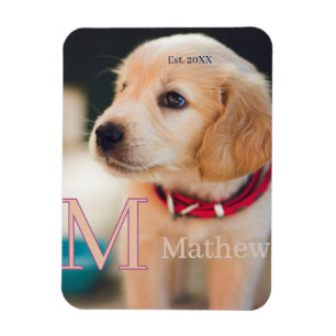 huisdier hond foto est jaar naam monogram kat oude magneet