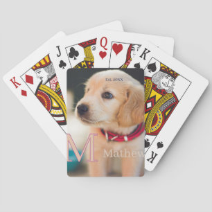 huisdier hond foto est jaar naam monogram kat oude pokerkaarten