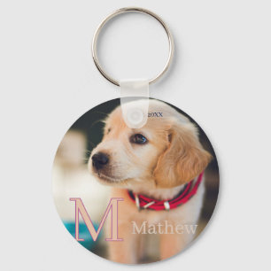 huisdier hond foto ets jaar naam monogram kat oude sleutelhanger