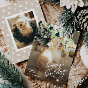 Huisdier Hond Happy Howholidays Vakantie Fotokaart Feestdagenkaart
