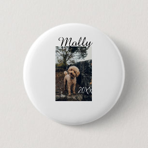Huisdier hond kat dier verjaardag foto modern jaar ronde button 5,7 cm