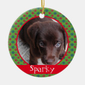 Huisdier Hond Kat Foto Pootafdrukken Monogram Keramisch Ornament (Voorkant)