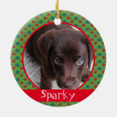 Huisdier Hond Kat Foto Pootafdrukken Monogram Keramisch Ornament (Achterkant)