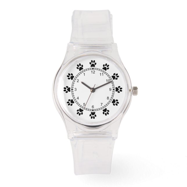 Huisdier hond poten roze girly horloge (Voorkant)