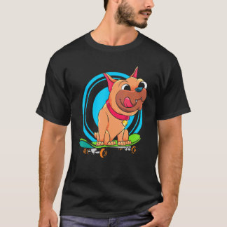 Huisdier Hond Skateboard Kinderen Franse Bulldog T-shirt