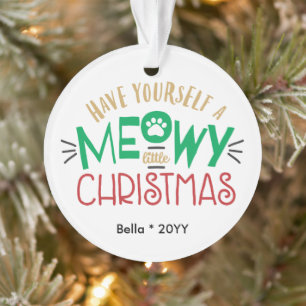 Huisdier Kat Heeft een Miauwerig Kerstfeest Moppig Ornament