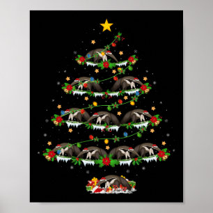Huisdier Kerstverlichting Santa Anteater Kerstboom Poster