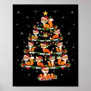 Huisdier Kerstverlichting Santa Fox kerstboom Poster