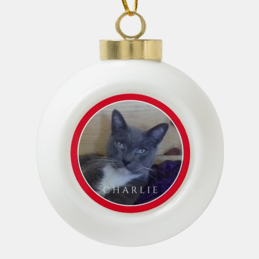 HUISDIER LIEFDE Keramische Bal Ornament / Rood (Voorkant)