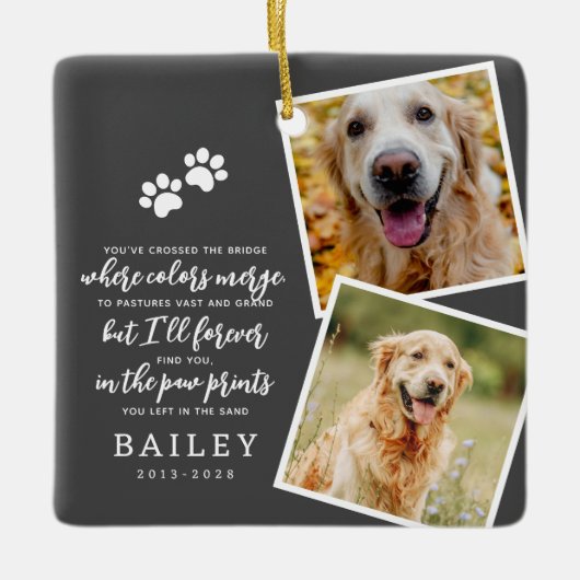 Huisdier Memorial Modern Eenvoudig Chique Gedicht  Keramisch Ornament (Voorkant)