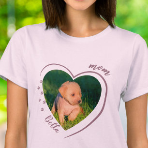 Huisdier Moeder Hart Foto Pootafdrukken T-shirt