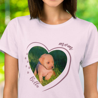 Huisdier Moeder Hart Foto Pootafdrukken T-shirt