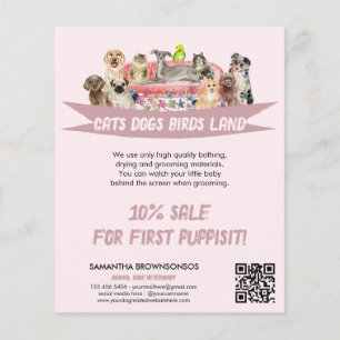 Huisdier Oppas Diensten Hond Kat Vogel Roze Bank Q Flyer