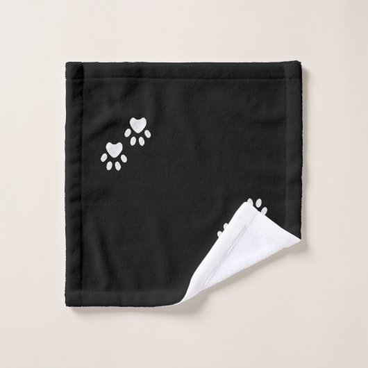 Huisdier Paws & Monogram op Zwarte Badhanddoek Set Bad Handdoek (Wasdoekje)