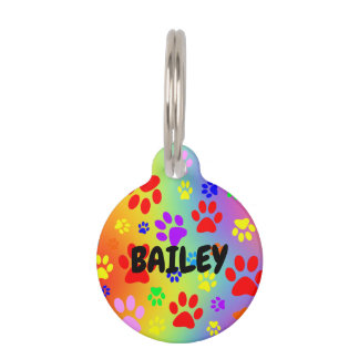 Huisdier Paws op Liquid Colours Ronde Pet ID Tag Huisdierpenning