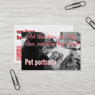 Huisdier Portretten Service QR Code roze citaat Visitekaartje