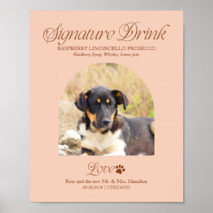 Huisdier Signature Drink Huwelijksbord met Foto Poster