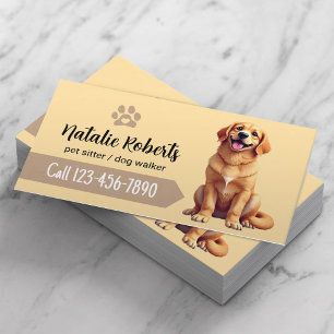 Huisdier Sitter Dog Walking Schattige Golden Retri Visitekaartje