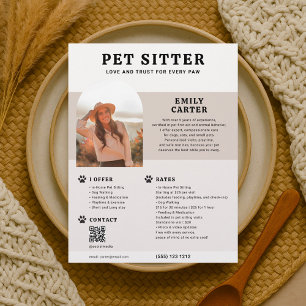 Huisdier Sitter Foto Bruin QR Code Flyer