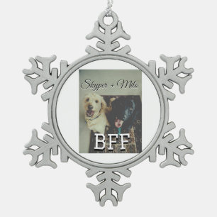 Huisdier vrienden besties voeg naam toe huisdier f tin sneeuwvlok ornament