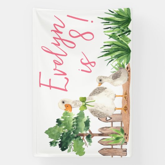 Huisdier Zoo Verjaardag Onderdeel Banner | Duck-ve (Verticaal)