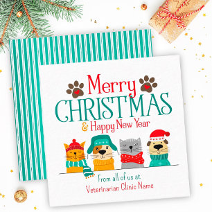 Huisdierbedrijf Kerst Hond Kat Notitiekaartje
