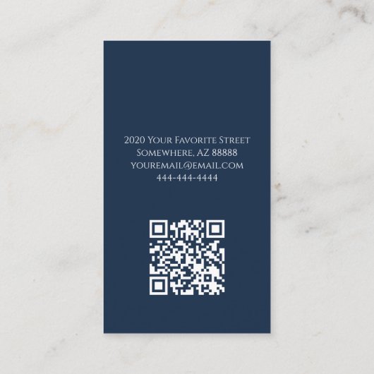 Huisdieren Navy Blue Paw Prints QR code Hond Walke Visitekaartje (Achterkant)