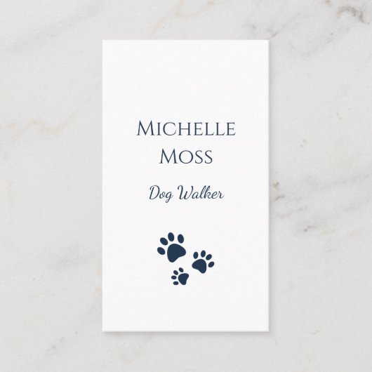 Huisdieren Navy Blue Paw Prints QR code Hond Walke Visitekaartje (Voorkant)