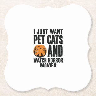Huisdierenkatten Horrorfilms Vintage Halloween T-s Kartonnen Onderzetters