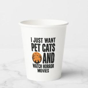 Huisdierenkatten Horrorfilms Vintage Halloween T-s Papieren Bekers