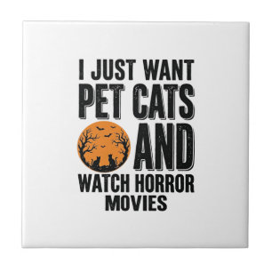 Huisdierenkatten Horrorfilms Vintage Halloween T-s Tegeltje