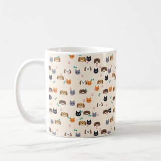 Huisdierenpatroon met Katten Honden en Pootafdrukk Koffiemok