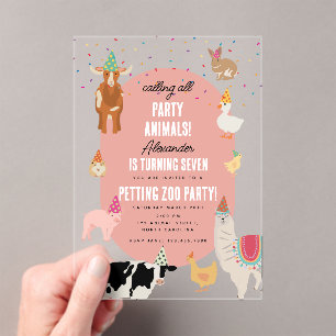 Huisdierentuin Feest Dieren Barnyard Verjaardagsme Acryl Uitnodigingen