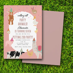Huisdierentuin Feest Dieren Barnyard Verjaardagsme Kaart