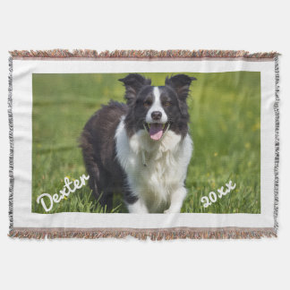Huisdierfoto Border Collie Wit Tekst Personaliseer Deken