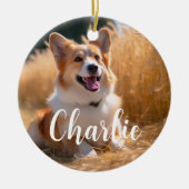 Huisdierfoto met naam keramisch ornament (Voorkant)