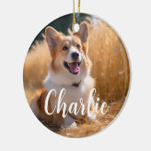 Huisdierfoto met naam keramisch ornament (Links)