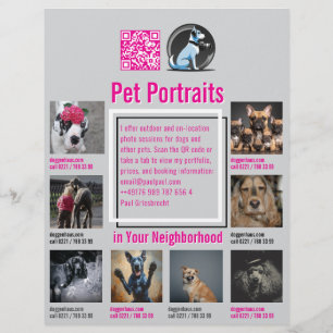 Huisdierfotografie Sessie Flyer Met QR-Code & Afsc