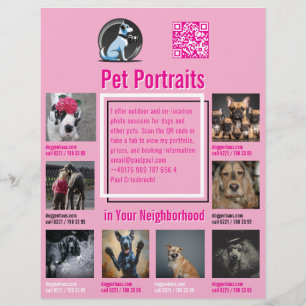 Huisdierfotografie Sessie Flyer Met QR-Code & Afsc