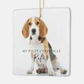 Huisdierfoto's Modern script Eerste kerst  Keramisch Ornament (Links)