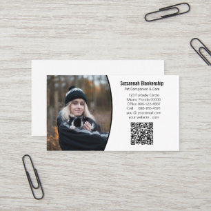 Huisdiergezel Zwart Wit Aangepaste QR-code Foto Visitekaartje