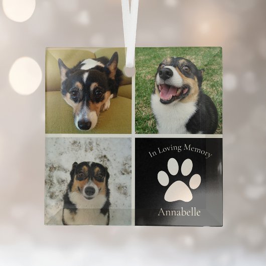 Huisdierherdenking Aangepaste Honden Foto Collage  Glas Ornament
