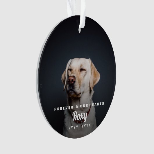 Huisdierherdenking Eenvoudige Foto Naam en Jaartal Ornament (voorkant)