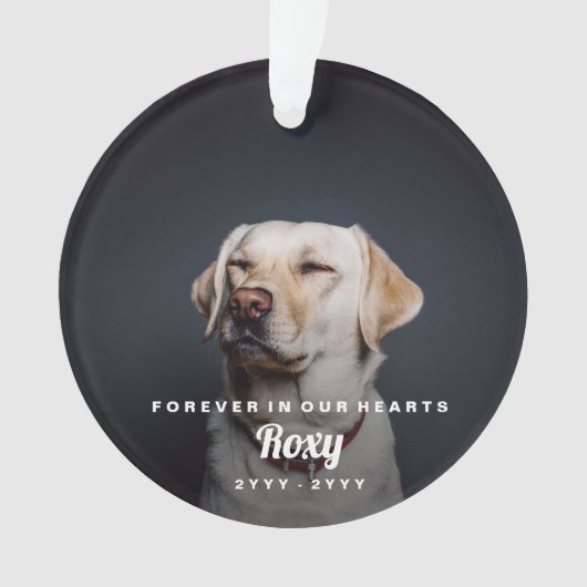 Huisdierherdenking Eenvoudige Foto Naam en Jaartal Ornament (voorkant)