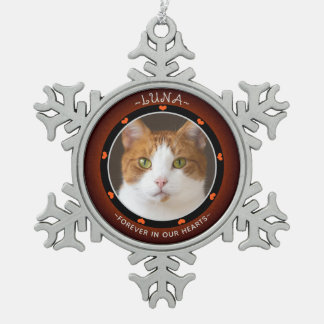 Huisdierherdenking, kattenhulde tin sneeuwvlok ornament