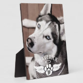 Huisdierherdenking Pootafdruk Hart Engelenvleugels Fotoplaat (Zijkant)