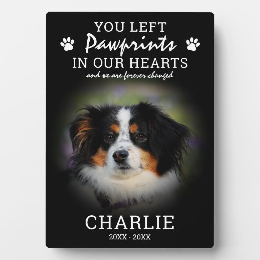 Huisdierherdenking 'Pootafdrukken in onze harten' Fotoplaat (voorkant)