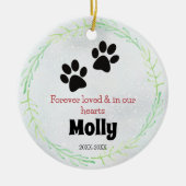 Huisdierherdenking poten groene krans keramisch ornament (Voorkant)