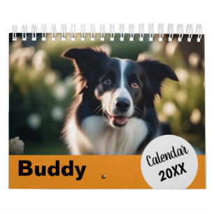 Huisdierhond Foto Aangepaste Naam Jaar Modern Oran Kalender