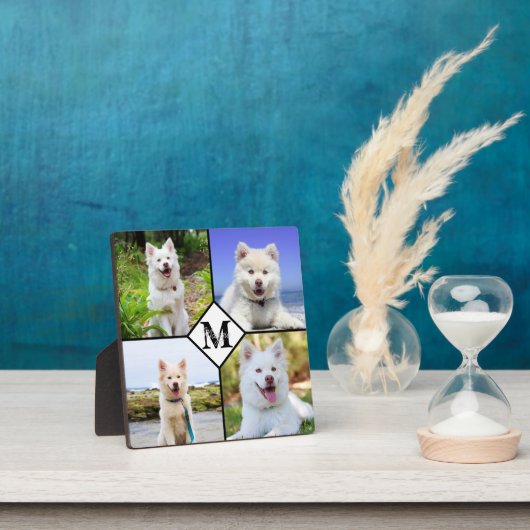 Huisdierhond gepersonaliseerd monogram fotocollage fotoplaat (Insitu)